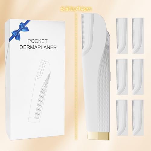 Electric Dermaplane Razor for Women Face, Three-Speed Rechargeable Dermaplane Razor with 5 Refill Blades, Facial Hair & Peach Fuzz Remover for Women,Gift wrapping.(White)