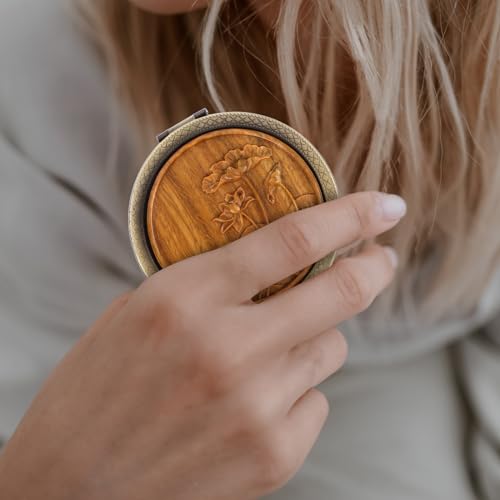 Mipcase 1pc Vanity Mirror Cosmetic Mirror Vintage Metal Make Pocket Vintage Compact Travel Makeup Compact Travel e Handbag Glass Clamshell Handheld