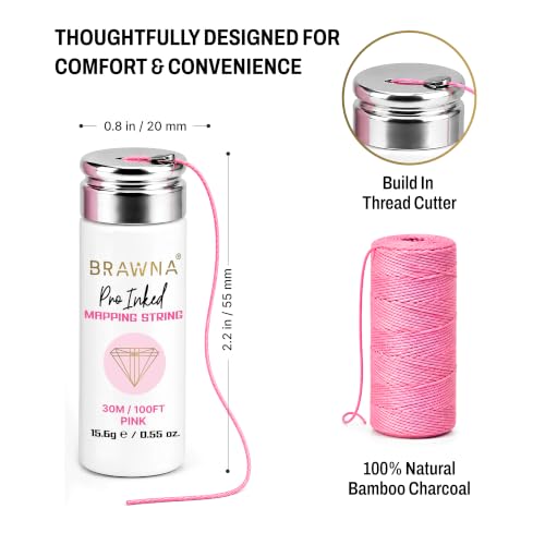 BRAWNA Pink Mapping String for Eyebrow Measuring 2-Count (Pink, Pack of 2) - Pre-Inked Brow Mapping Tool