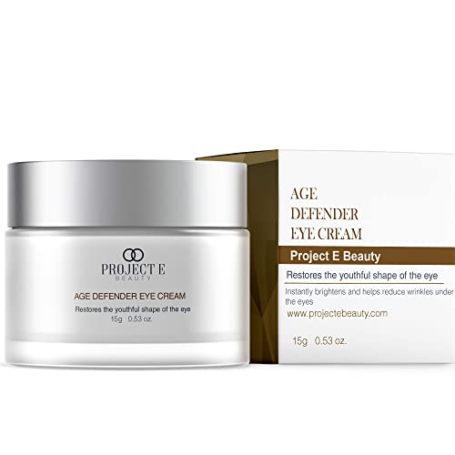 Project E Beauty Age Defender Eye Cream Brightens & Smooths Under Eyes | Reduce Puffiness, Lines & Dark Circles | Anti-Aging & Hydrating | Wrinkle Smoothing Eye Cream Treatment | 15g