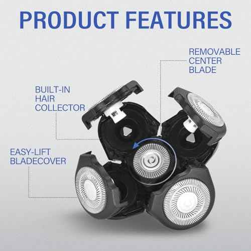 3 Pack Blades Refills Compatible with Freebird Shaver, 5 Blades Shaver Replacement Heads for Bald Men Freedom Grooming, with 3 Cleaning Brush