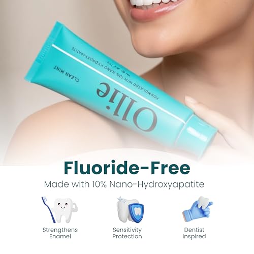 Ollie Fluoride-Free 10% Nano Hydroxyapatite Toothpaste, Clean Mint (4 oz)
