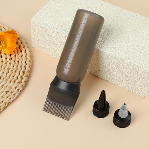 Hair Dye & Oil Applicator Bottle with Dual Caps - Black, 1 Pack - Reusable & Precise