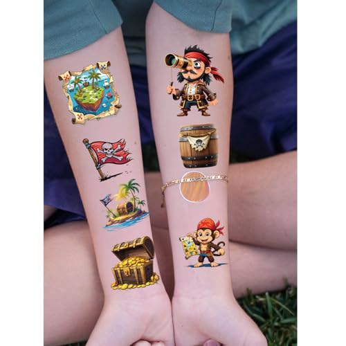 108 Pirate Temporary Tattoos - Nautical Themed Pre-Cut Designs
