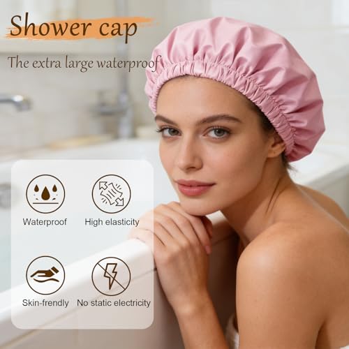 Satin Lined Shower Cap for Women | Waterproof Hair Protection