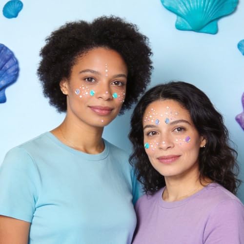 Mermaid Face Gems Stickers, Pearl & Shell Jewels for Parties