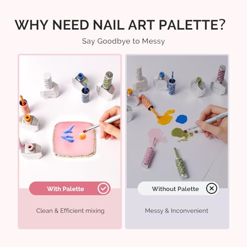 MelodySusie Pink Square Resin Nail Art Palette - Color Mixing Board Without Spatula