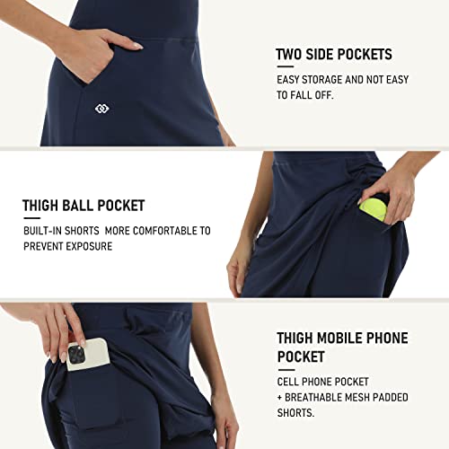 MoFiz Women's 20" Knee Length Golf Skorts Athletic Skirts Summer Casual Active Workout Sports Tennis Skirt with 4 Pockets