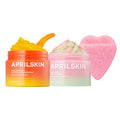APRILSKIN Double Cleansing Duo with Heart Puff: Pink Aloe Facial Polish Cleanser, Carrotene IPMP Hydromelt Cleansing Balm & Heart-Shaped Puff