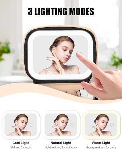 Relavel Mini Makeup Bag with LED Mirror, Rechargeable
