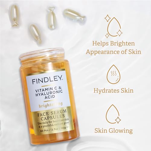 Findley Brightening Face Serum with Vitamin C & Hyaluronic Acid | Hydrating & Radiance Boosting | Improves Skin¡¯s Appearance (60 pcs, 2.7oz)