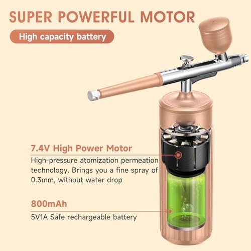 Cordless Airbrush Kit with 0.3mm Tip - Rechargeable Spray Gun