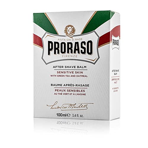 Proraso After Shave Balm - Oatmeal & Green Tea - Nourishing & Gentle Formula After Shave Cream for Sensitive Skin - Premium Italian Shaving for Men - 3.4oz,(Pack of 2)