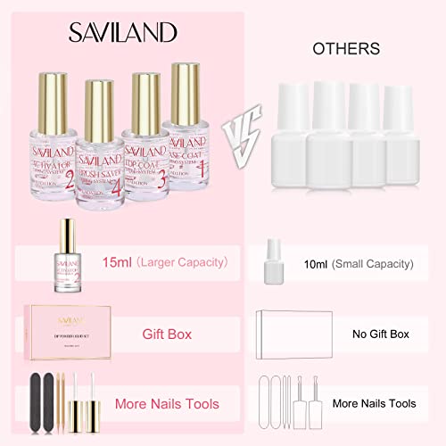 SAVILAND HEMA-Free Dip Powder Liquid Set - 10 Pc Dip Nail Starter Kit