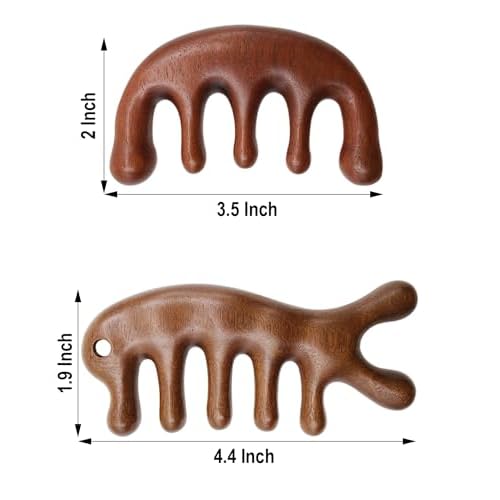 Wooden Scalp Massager Comb for Hair Growth, 2 Pack Wood Wide Tooth Comb for Women Men, Natural Sandalwood Head Massager