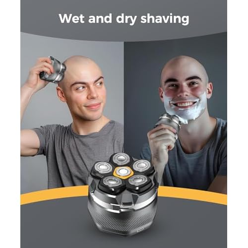 Head Shaver for Bald Men, 10,000 RPM High-Speed Electric Razor, Innovative 6D Magnetic Floating Heads, IPX8 Waterproof Wet/Dry Shaving Kit with LED Display & EVA Travel Case