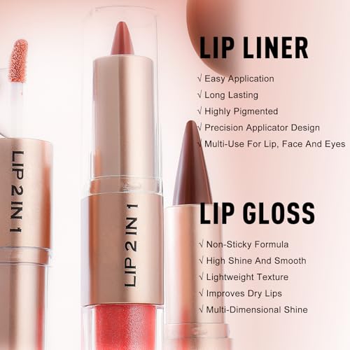 Purple & Pink Lip Liner & Gloss Set - 2-in-1 Combo