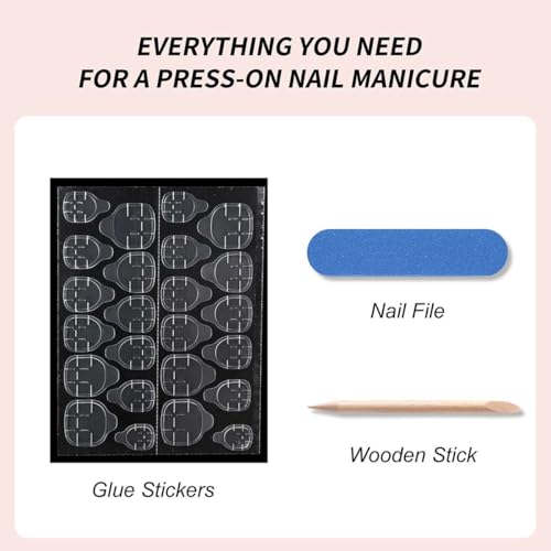Almond Press On Nails - 24pc Medium Y2K Fake Nails Kit