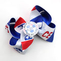 Soccer Hair Bows - Tinplate Chest Badge Ribbon Clips for Women (France Blue)