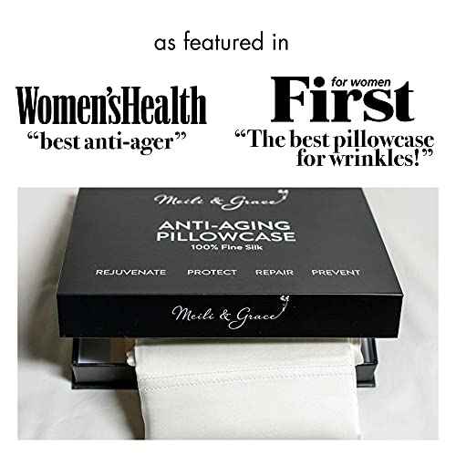 100% Mulberry Silk Pillowcase, Queen Pillowcases for Skin Care and Healthy Hair, Soft Silk Fabric, Queen Size - Meili and Grace