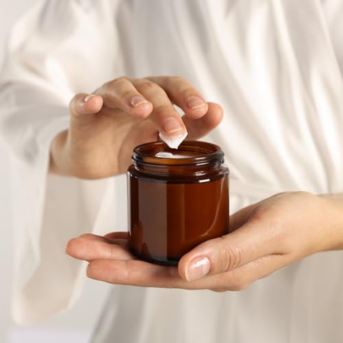 4 Oz Amber Glass Jars with Lids, 12 Pack
