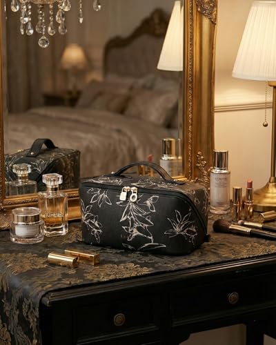 EACHY Large Makeup Bag, Waterproof Travel Cosmetic Organizer
