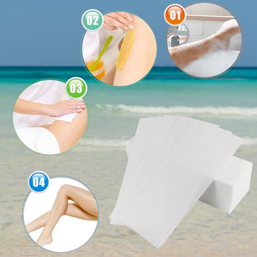 100 Pcs Waxing Paper 2.8 x 7.9 Inch Wax Strips For Hair Removal On Legs Chest Back Intimate Areas And Face