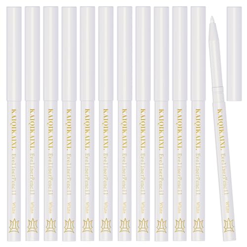12Pcs White Eyeliner Pencils Professional Use as Highlighter,Lip Line Pen Long-lasting Nice Color Eye Brow Gel Pen Makeup Brow Tint Pencils Beauty Makeup Tools