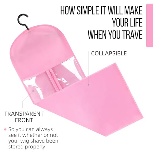 12PCS Pink Wig Storage Bags with Hangers for Wigs & Extensions - Dustproof & Waterproof