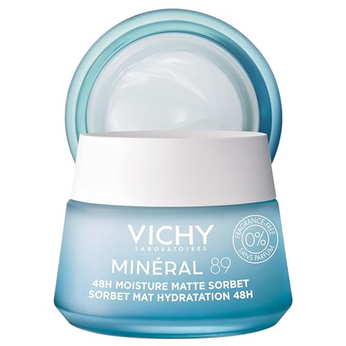 Vichy Minéral 89 Matte Sorbet Face Moisturizer For Oily Skin | Mattifying Moisturizer | Hyaluronic Acid + Niacinamide + Salicylic Acid | Shine Control | Non-Greasy Refreshing Gel Moisturizer