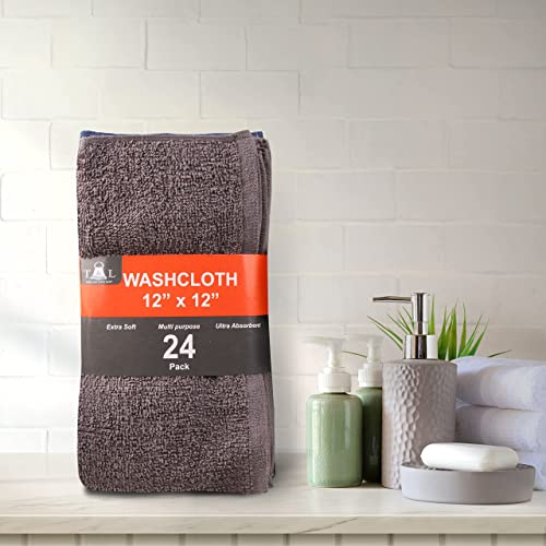 100% Cotton Wash Cloths 24 Pack - Absorbent Flannel Face Towels