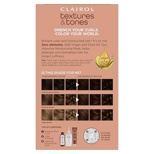 Clairol Textures & Tones Permanent Hair Dye 2N Mocha Brown - 5.86 Fl Oz
