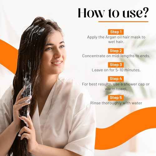 Herbishh Argan oil Hair Mask, Deep Conditioning Moisturizer for Dry & Damaged Hair, Hydrating Repair Treatment, With Coconut & Avocado oil for Curly, Frizzy and Color Treated Hair 10.1 fl.oz