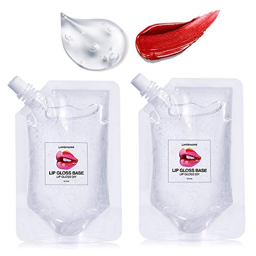 BestLand 2Pack DIY Homemade Moisturizing Lip Gloss Base, Lip Makeup Primer Basic Lipstick Material, Natural Non-stick Clear Lip Gloss Base Making Lip Gloss Supplies, 2Pack 100ml (Transparent)