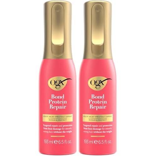 OGX Repair & Protect Bond Protein 450¡ÆF Heat Protect Spray, Weightless Repair Mist to Nonstop Damage Protection* for All Hair Types, Heat Spray Preps Hair for Styling, 6.5 fl. Oz (Pack of 2)