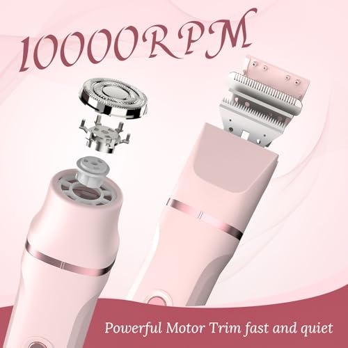 Bikini Trimmer for Women£¬Electric Body Hair Trimmer, 3 in 1 Wet/Dry Shaver Groomer, Replaceable Ceramic Blade Heads, Electric Razors for Women Legs, Bikini Shaver