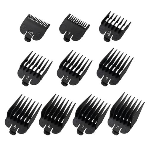 Wahl Clipper Guards Set, 10-Piece (1/16" to 1"), Black