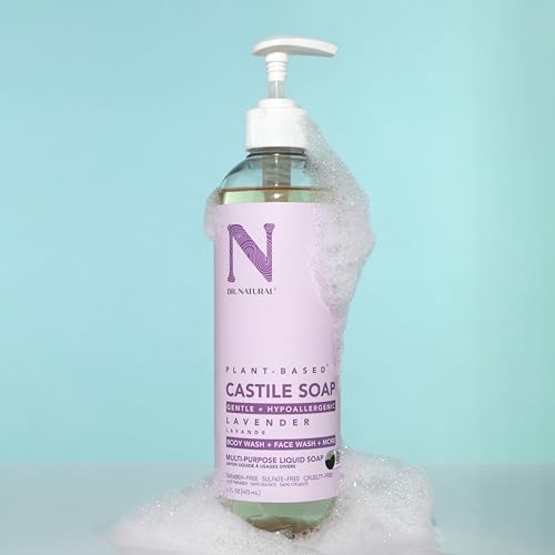 Dr. Natural Castile Liquid Soap, Lavender, 16 oz - Plant-Based - Made with Organic Shea Butter - Rich in Coconut and Olive Oils - Sulfate and Paraben-Free, Cruelty-Free - Multi-Purpose Soap