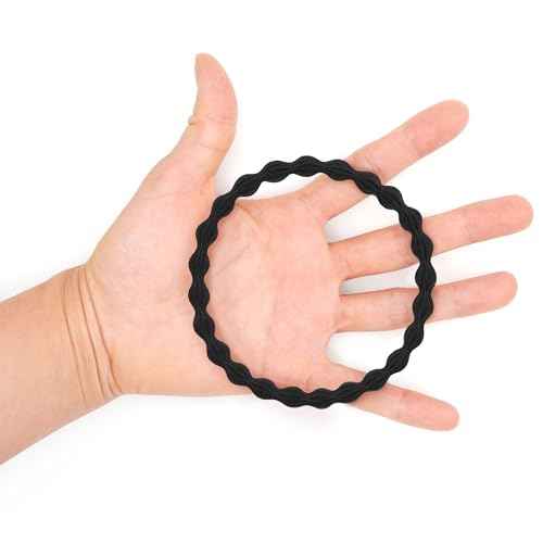 Extra Long Hair Tie for Thick and Curly Hair - Elastic Ponytail Holders for Women or Men, No Metal Bands, Long-Lasting Braids Accessories, 12 Count, Black