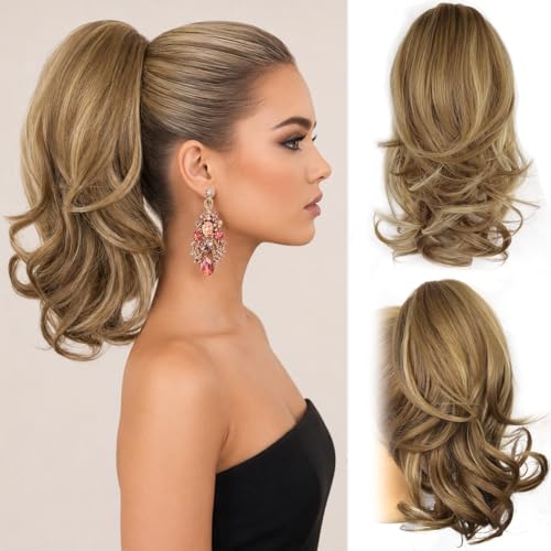 14" Layered Wave Ponytail Extension Clip-On Claw