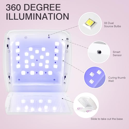 Cordless UV LED Nail Lamp, Rechargeable 66W UV Light Nail Curing Lamp for Gel Nails Acrylic Polish with Auto Sensor & 5 Timer for Home & Salon