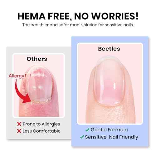 Beetles HEMA-Free Nail Glue & Primer Set, 2Pcs 10ml Super Strong 9 in 1 Nail Glue Gel and Bond Primer for Acrylic Fast Dry Supplies, Long-Lasting Professional Kit, U V Light Required