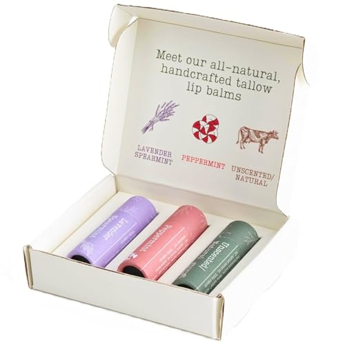 Handmade Beef Tallow Lip Balm Set - Organic & Natural Moisturizer