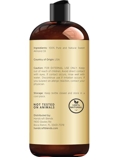 Handcraft Blends Sweet Almond Oil 16 Fl Oz | Pure Carrier Oil