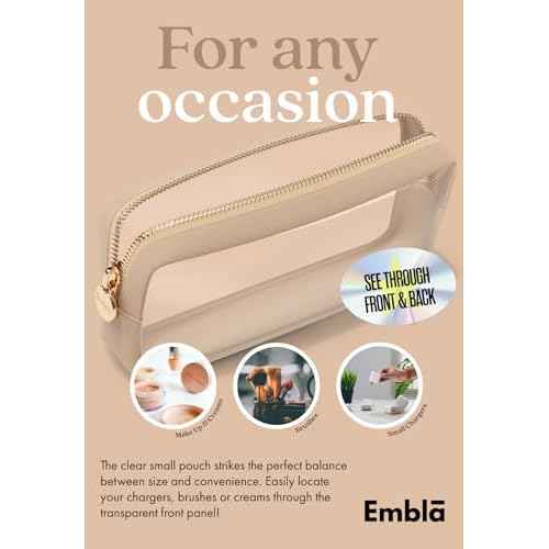 Clear Makeup Bag Zipper Pouch, Transparent Cosmetic Case Organizer, TSA Approved Travel Toiletry Case, Travel Accessories Essentials Makeup Tote for Women, Small Cute Make up Bag for Purse - Sand