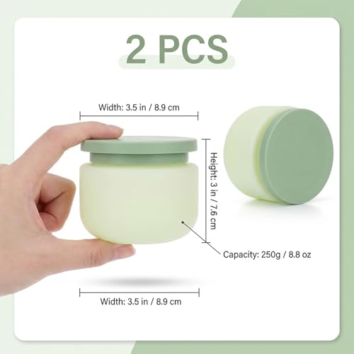 Twisina 8oz Green Plastic Cosmetic Jars with Leak-Proof Lids - Body Butter & Skincare Storage