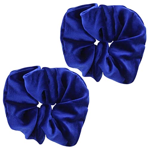 Topkids Accessories - Luxury Velvet Scrunchie Scrunchies Elastic Hair Band Ponytail Holders Hair Scrunchie Hair Bobbles Hair Accessories for Women, Ladies, Girls - Pack of 2 (Royal Blue)