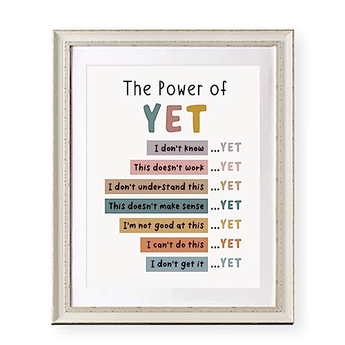 The Power of Yet Print Therapy Office Decor Poster Kids Room Wall Decor Boho Classroom Growth Mindset Mental Health Poster Classroom Decor School Counselor Power of Now Unframed (11x14 inches)