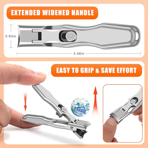 Toenail Clippers for Thick Toenails for Seniors, DRMODE Large Nail Clippers for Men Thick Ingrown Nails with Wide Opening, Heavy Duty Upgrade Slanted Curved Fingernail Toenail Clipper Cutter Trimmer