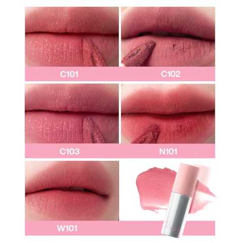 INTO YOU Airy Moisture Lipstick for Women, Long Lasting Matte Finish Lip Mud, High Pigment Color Lip Makeup, Hydrating Lightweight Mousse Texture for Women, C101 Peach Pop